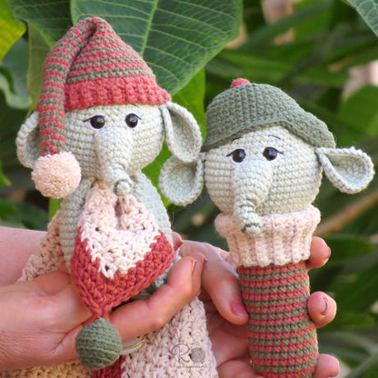 Kit Mantita de apego y Sonajero - Elefante Theo - Patrón Digital de Amigurumi